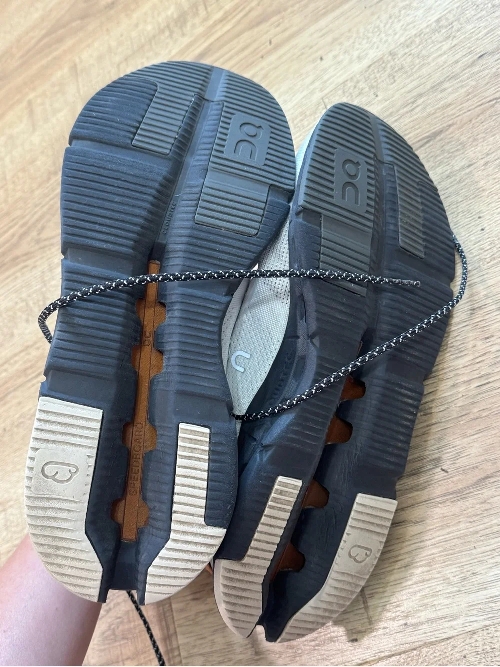 On Running Men's White and Brown Sneakers with Black Sole